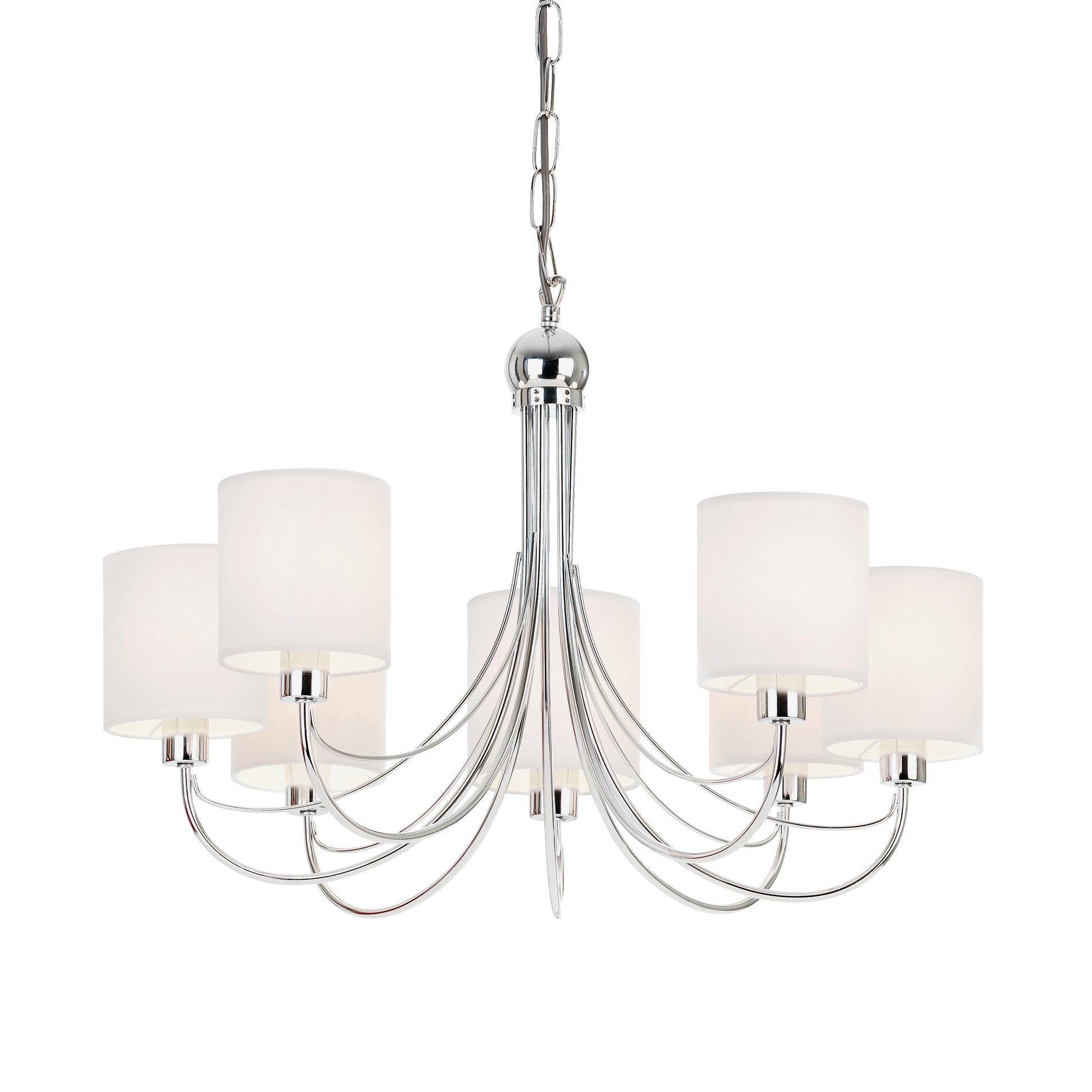 Phantom 7 Light Shaded Chandelier, Chrome