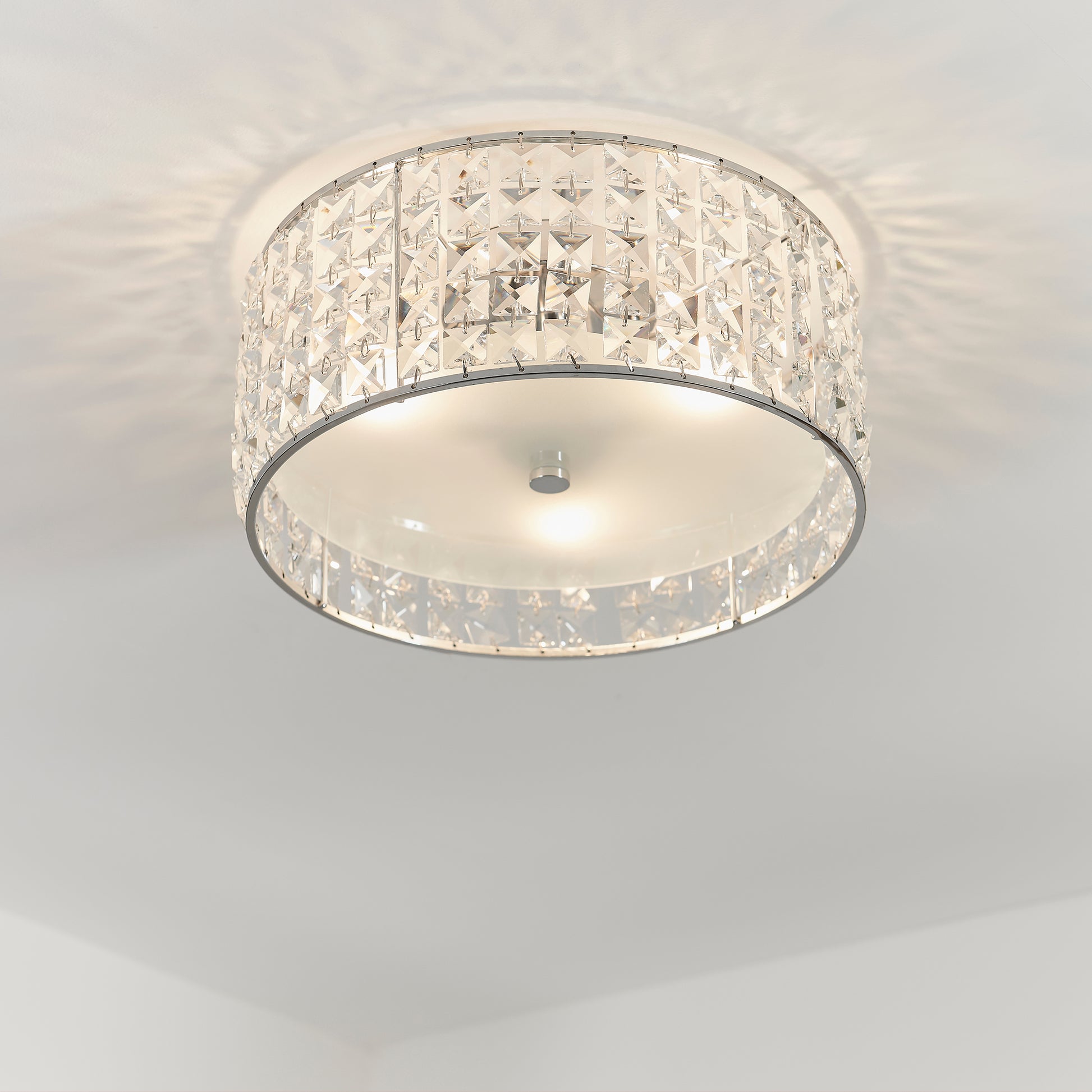 Belfont Flush Bathroom Ceiling Light, Chrome