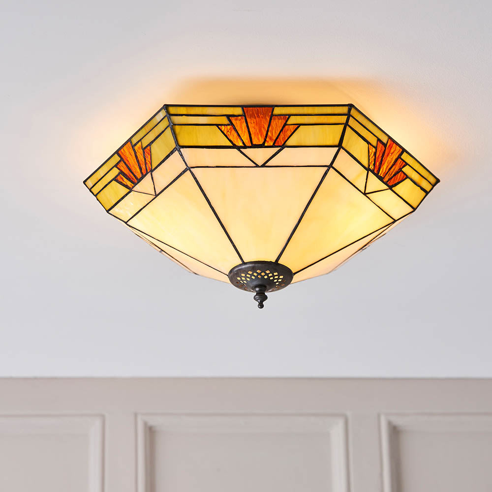 Nevada 40cm Tiffany Flush Ceiling Light