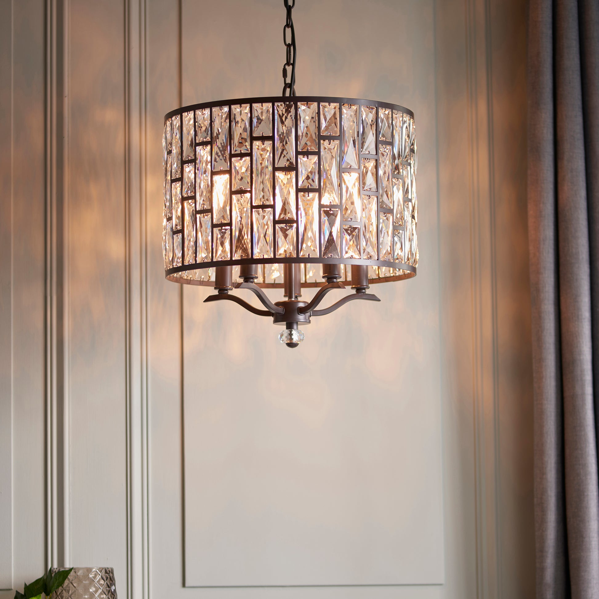 Belle 5 Light Pendant Light, Bronze