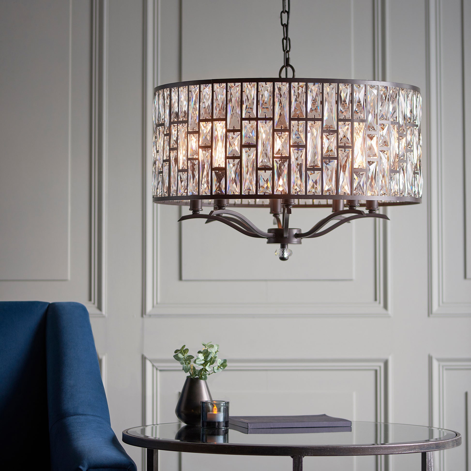 Belle 8 Light Pendant Light, Bronze