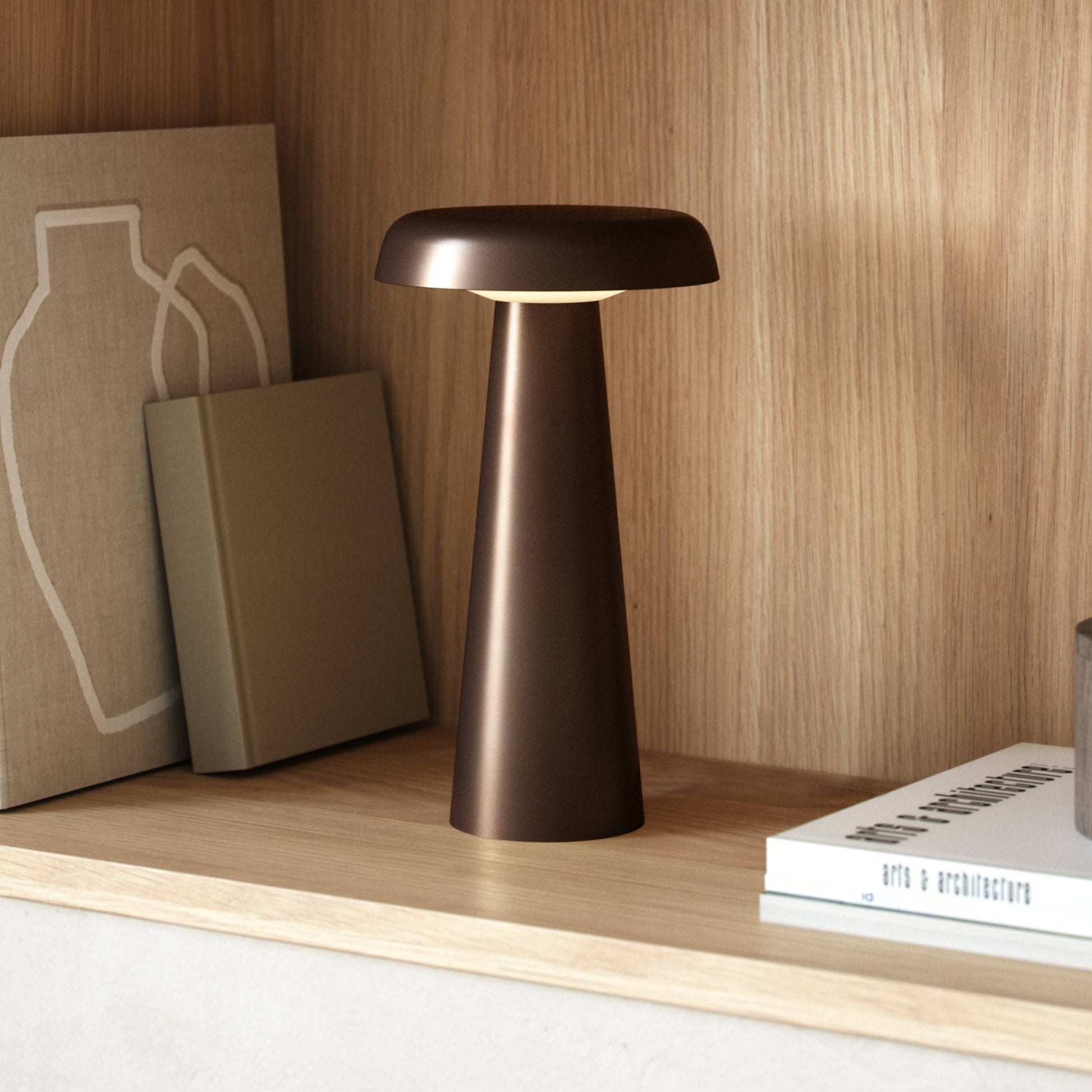 Arcello Rechargeable Table Lamp, Burnished Brass