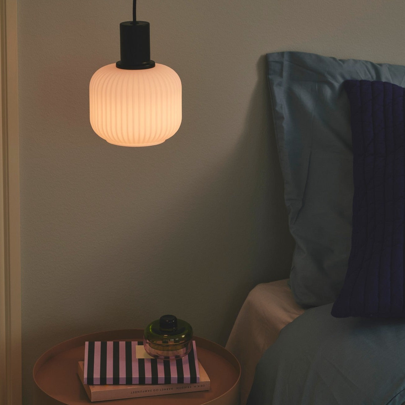 Milford Mini Pendant Light, Opal/Black