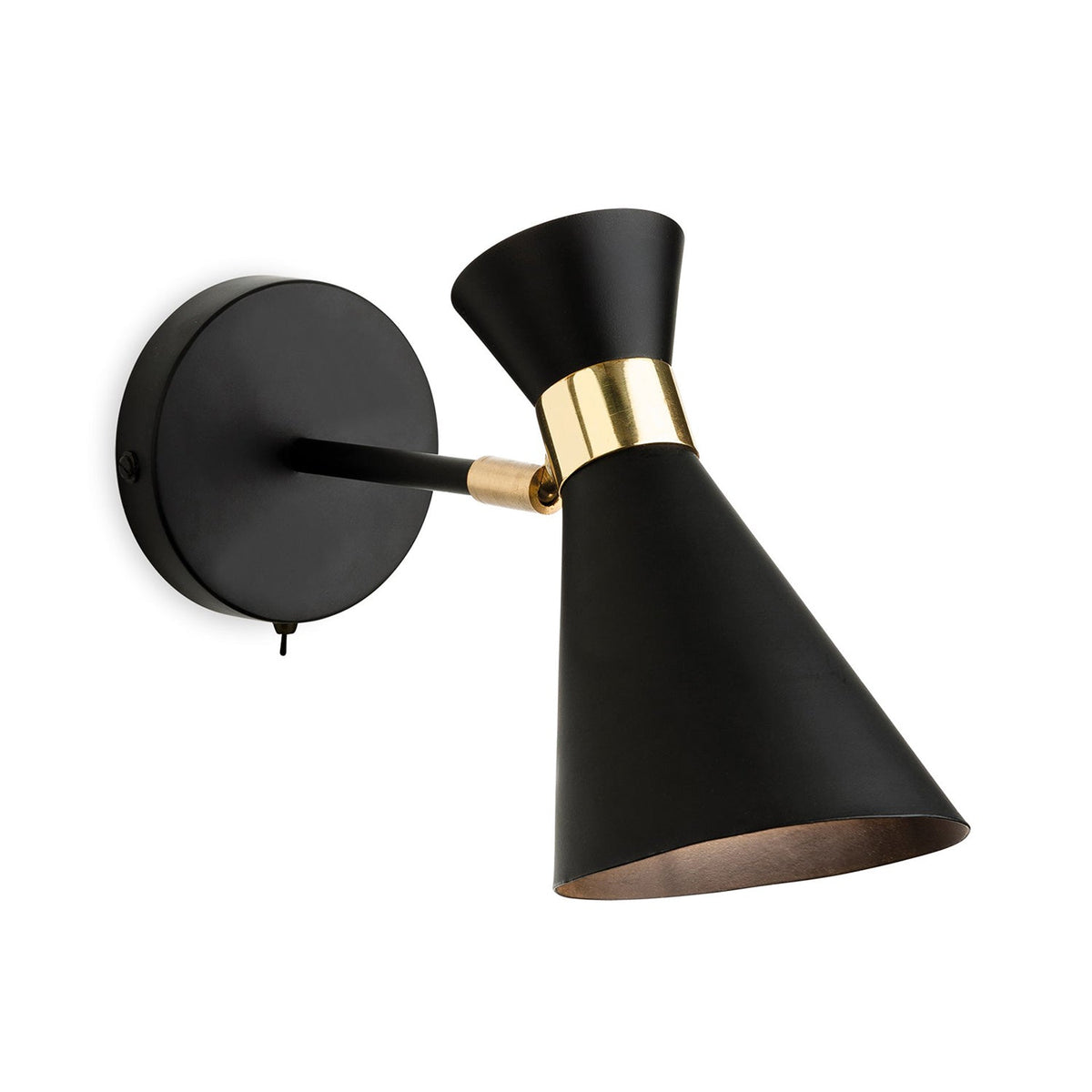 Astrid Cone Wall Light, Black/Brass – Lampsy