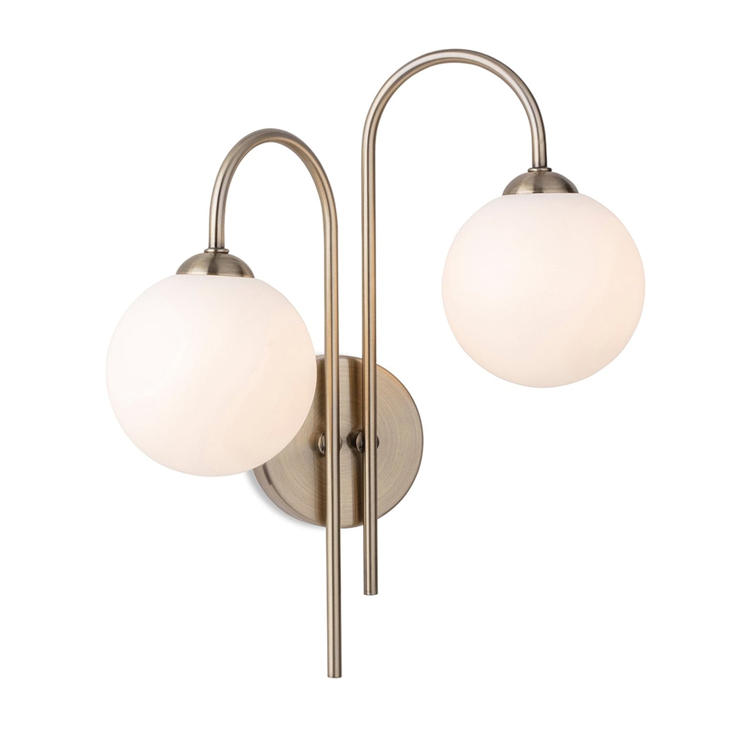 Bodel Twin Globe Wall Light, Antique Bras