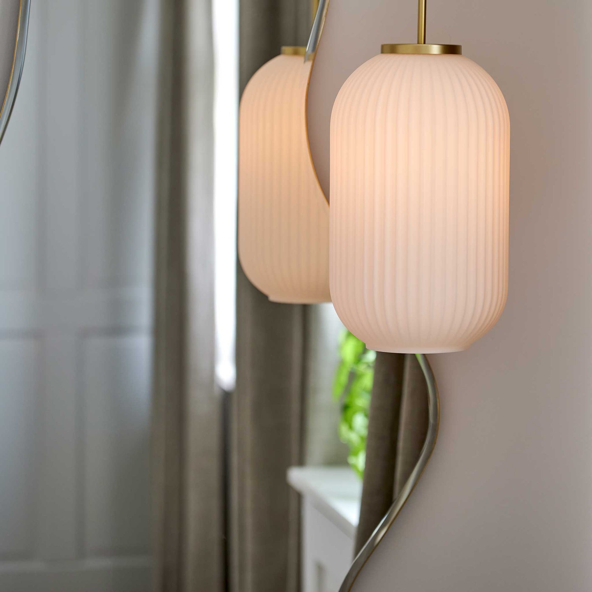 Milford 20 Pendant Light, Opal/Brass
