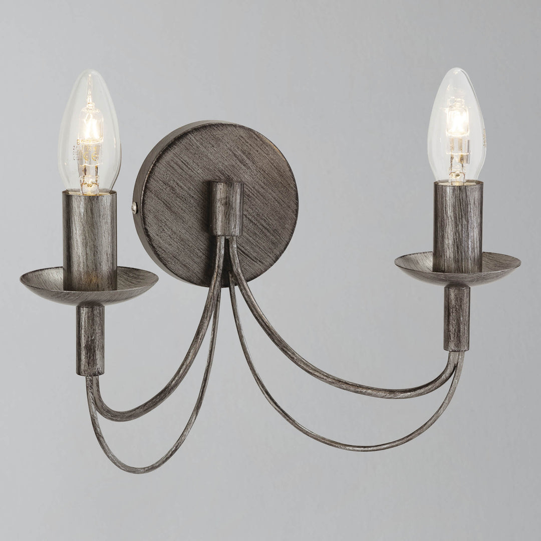 Carren Twin Wall Light - Antique Silver
