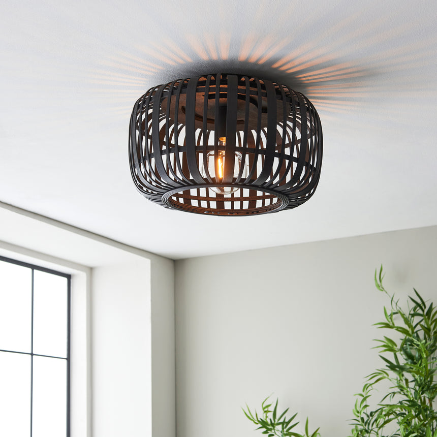 Mathias Bamboo Flush Ceiling Light