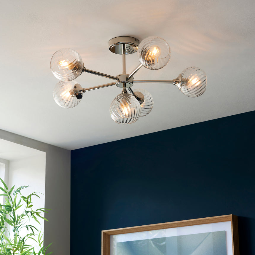 Allegra 6 Light Semi Flush Ceiling Light