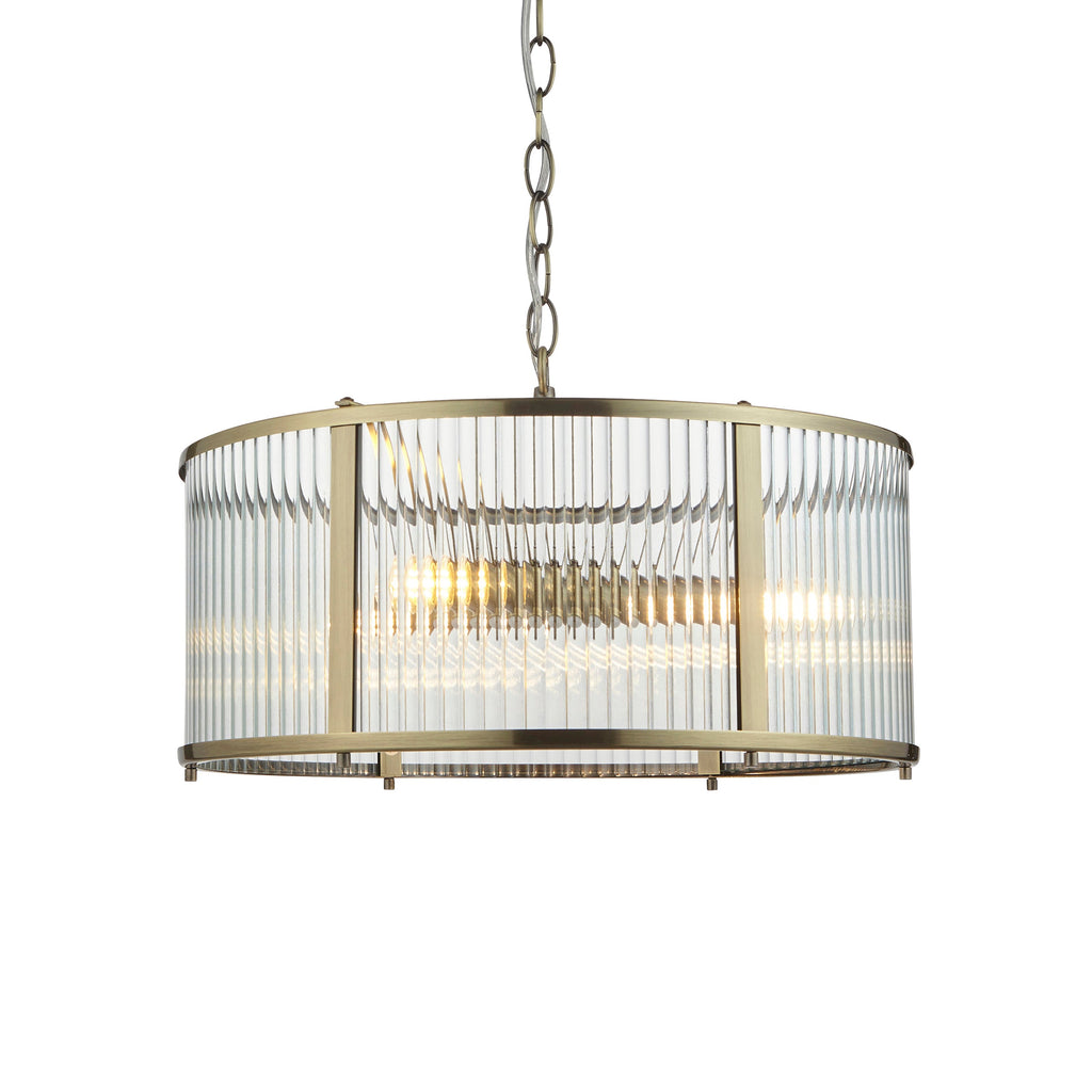 Ridgeton 3 Light Pendant Light, Antique Brass