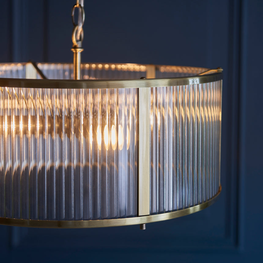 Ridgeton 3 Light Pendant Light, Antique Brass