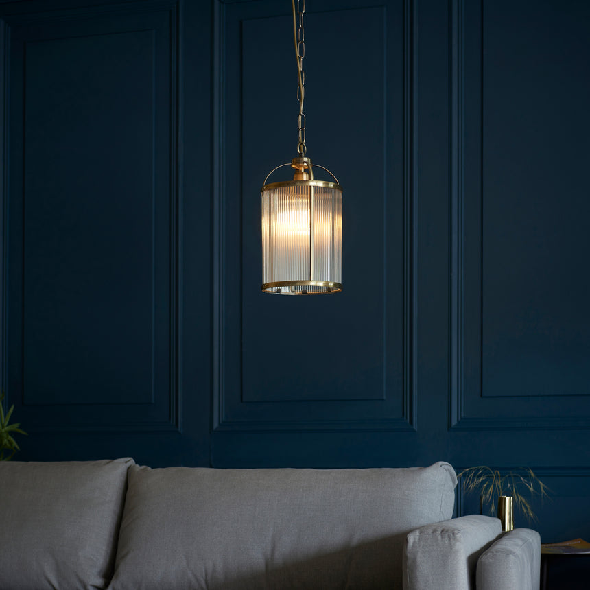 Lambeth Pendant Light, Ribbed Glass