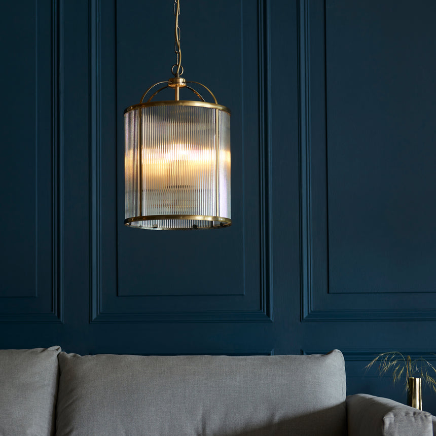 Lambeth Pendant Light, Ribbed Glass