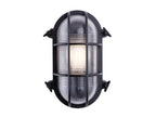 Carlton Oval Caged Bulkhead Light, Black