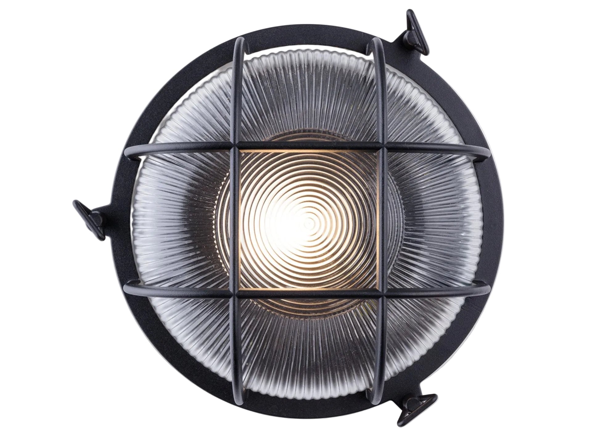 Carlton Round Caged Bulkhead Light, Black