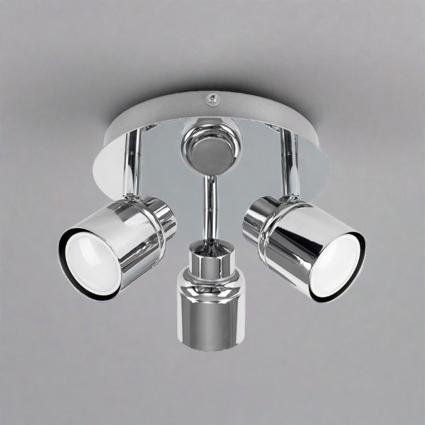 3 Spotlight Bathroom Ceiling Plate, Chrome