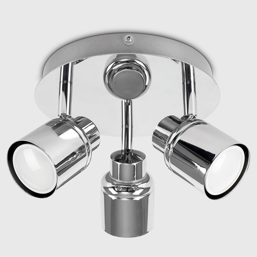 3 Spotlight Bathroom Ceiling Plate, Chrome