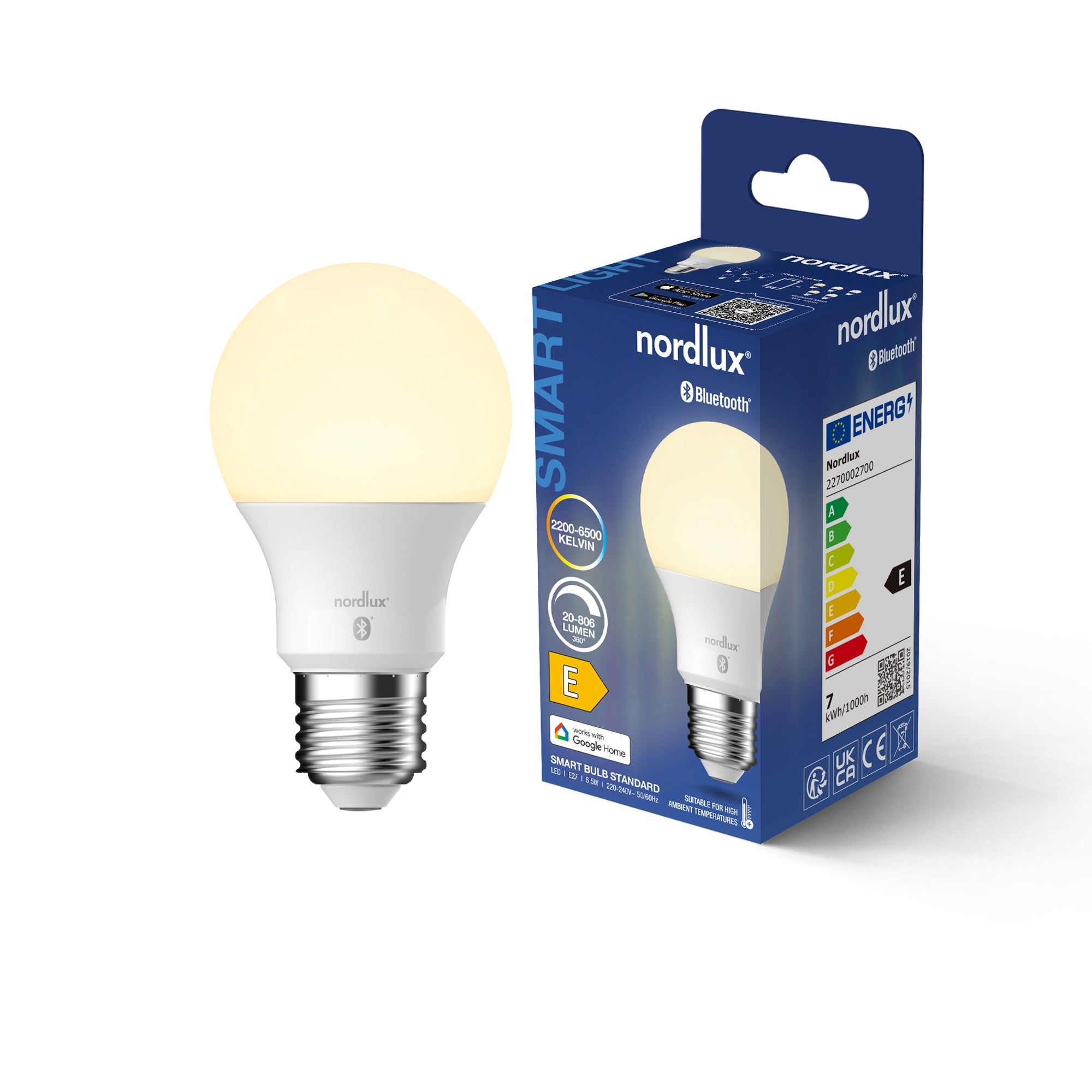 E27 Smart LED Bulb | Tuneable White 2200-6500K | 806lm (60W eqv)