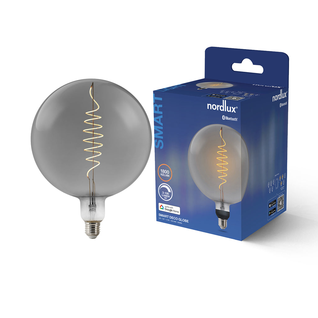 Smart Deco G200 Globe E27 100lm Light Bulb, Smoke
