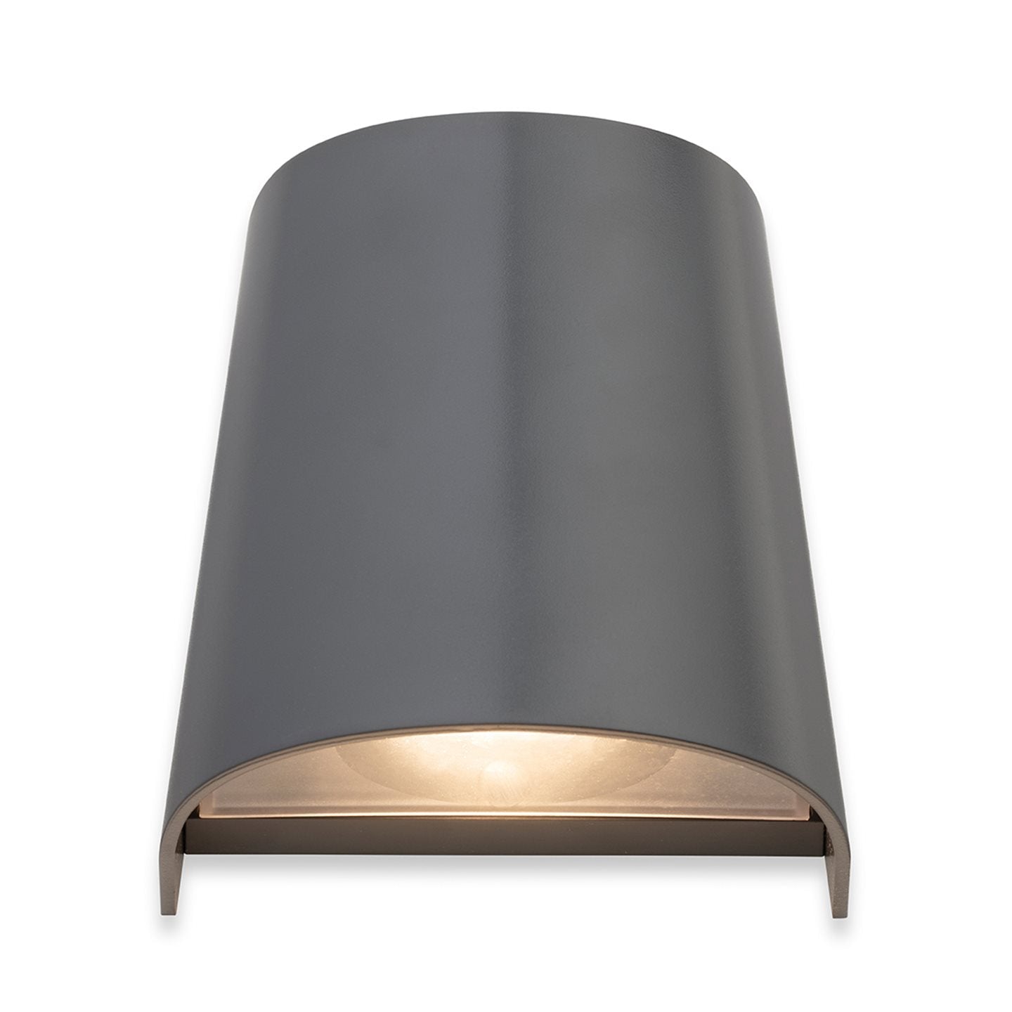 Aiden resin down outdoor wall light in graphite, illuminated