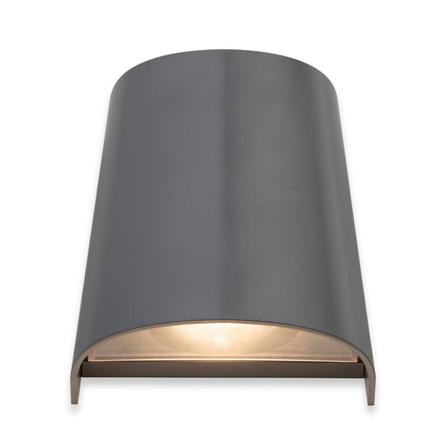 Aiden resin down outdoor wall light in graphite, illuminated