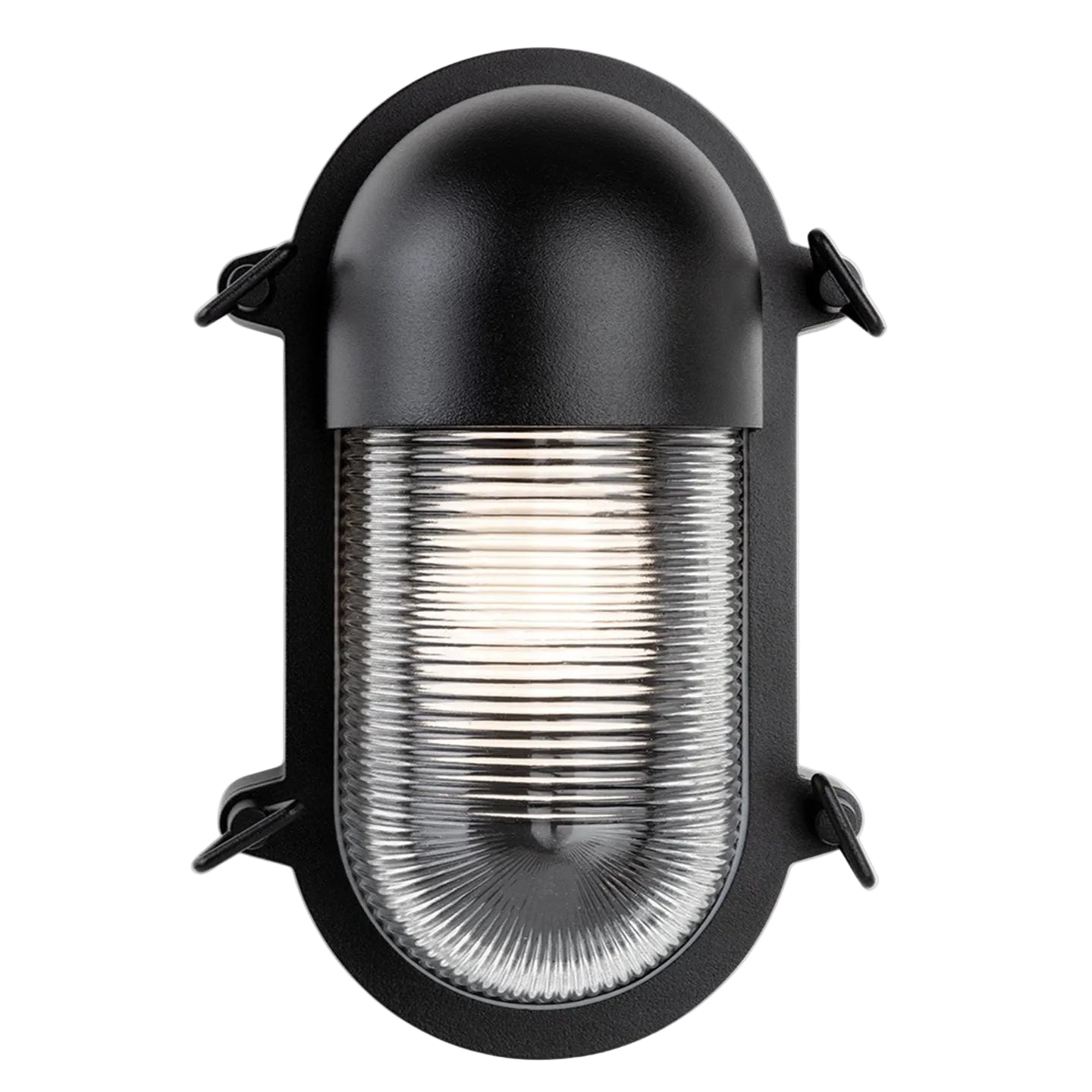 Hudson Oval Ribbed Bulkhead Light, Black