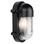 Hudson Oval Ribbed Bulkhead Light, Black