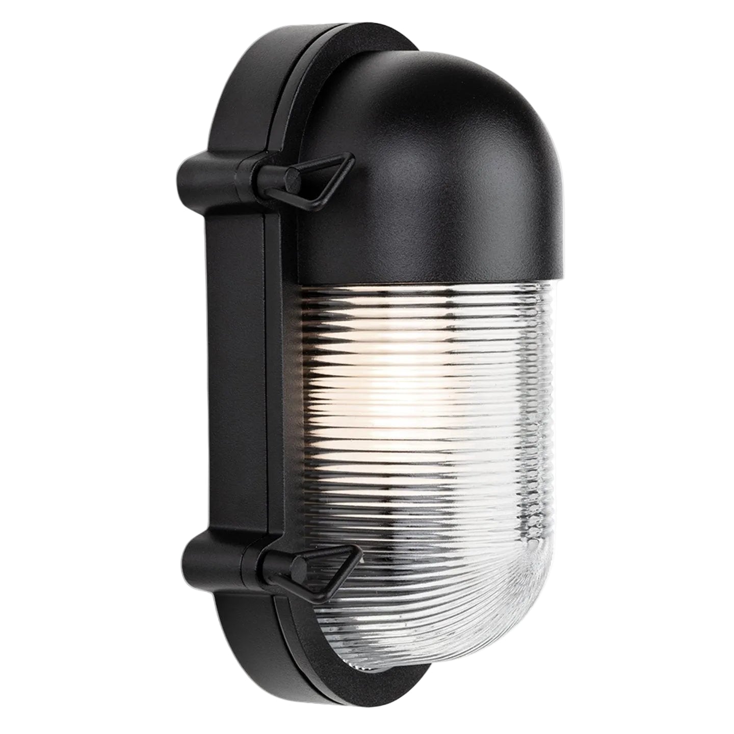 Hudson Oval Ribbed Bulkhead Light, Black