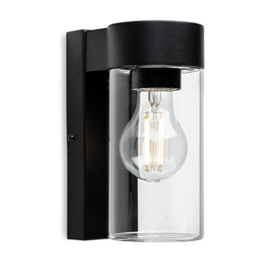 Avant Glass Cylinder Outdoor Wall Light, Black