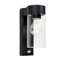 Avant Glass Cylinder PIR Sensor Outdoor Wall Light, Black