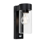 Avant Glass Cylinder PIR Sensor Outdoor Wall Light, Black