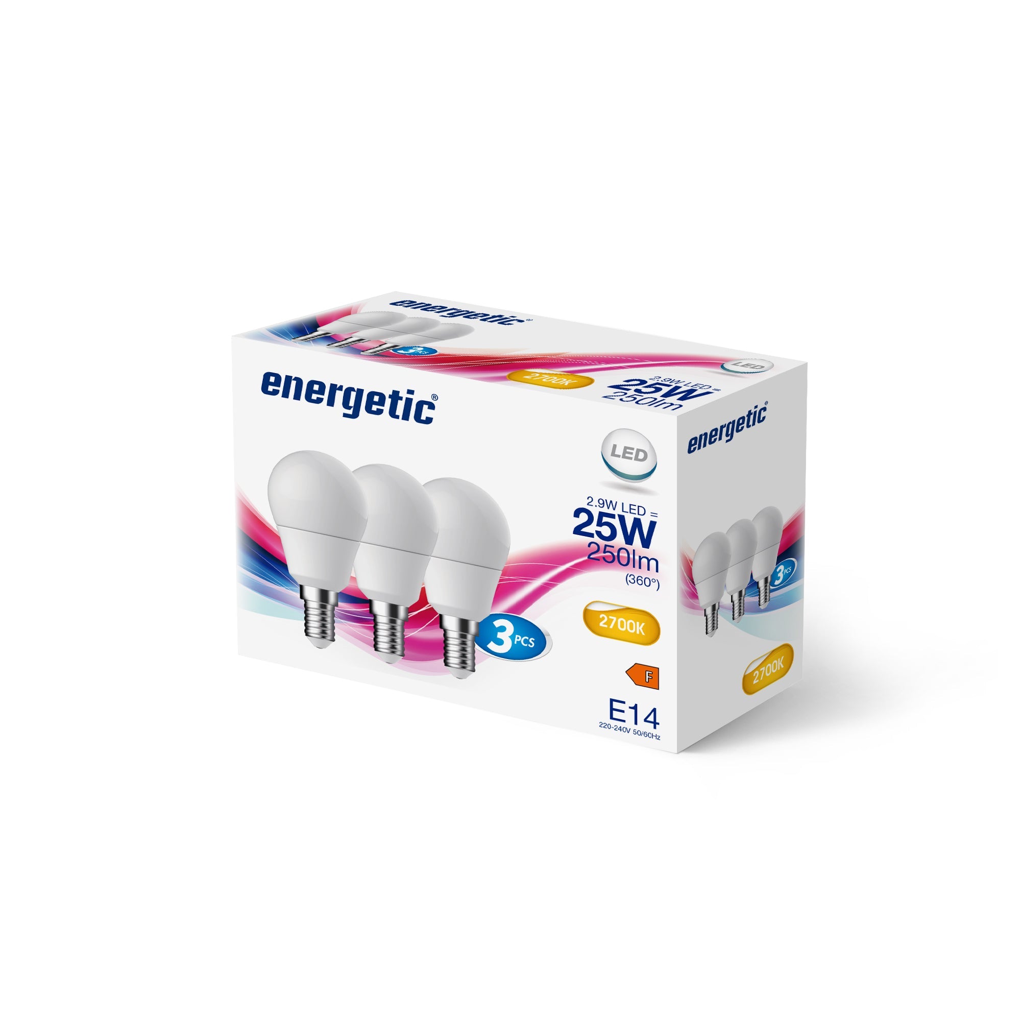 G45 | E14 | 250lm | 2700k (25w eqv) (3 Pack)