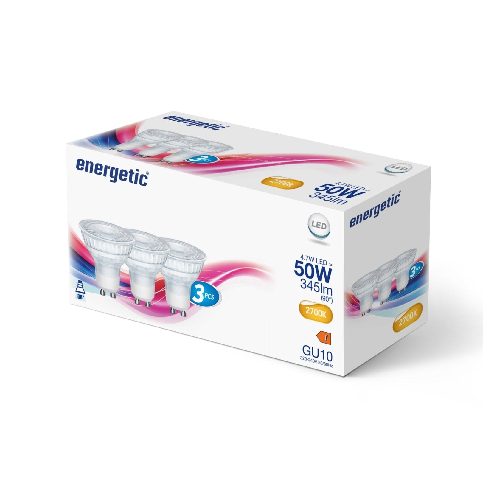 GU10 LED Bulb | Warm White 2700K | 345lm (50W eqv) | 3 Pack