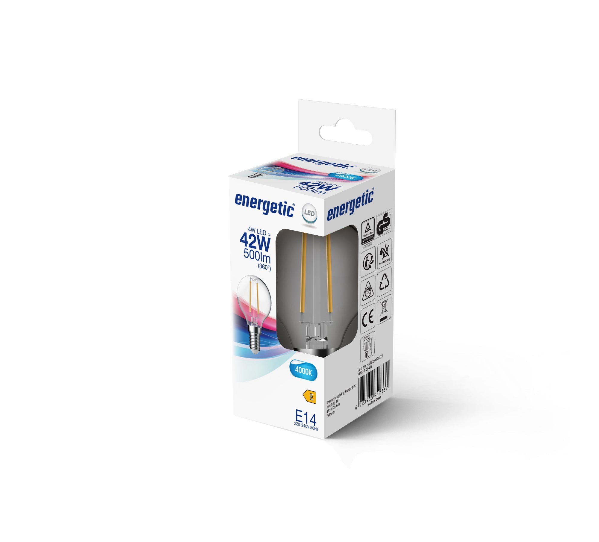 E14 4w 500lm G45 Golf LED Filament Cool White Light Bulb