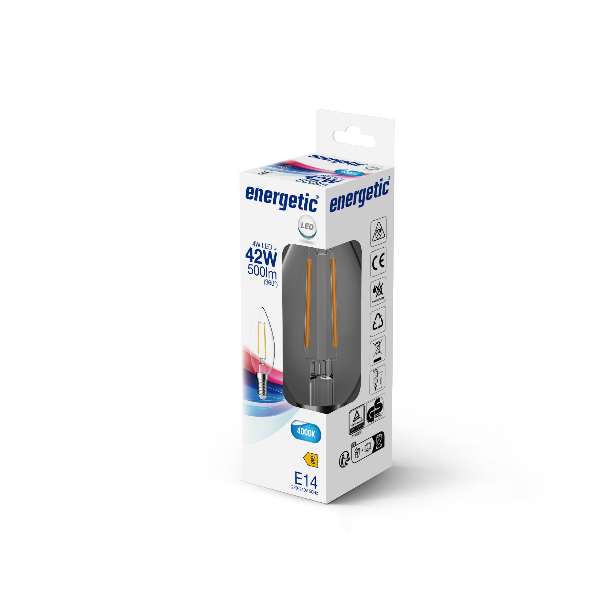 C35 | E14 | 500lm | Cool White 4000k (40w eqv)