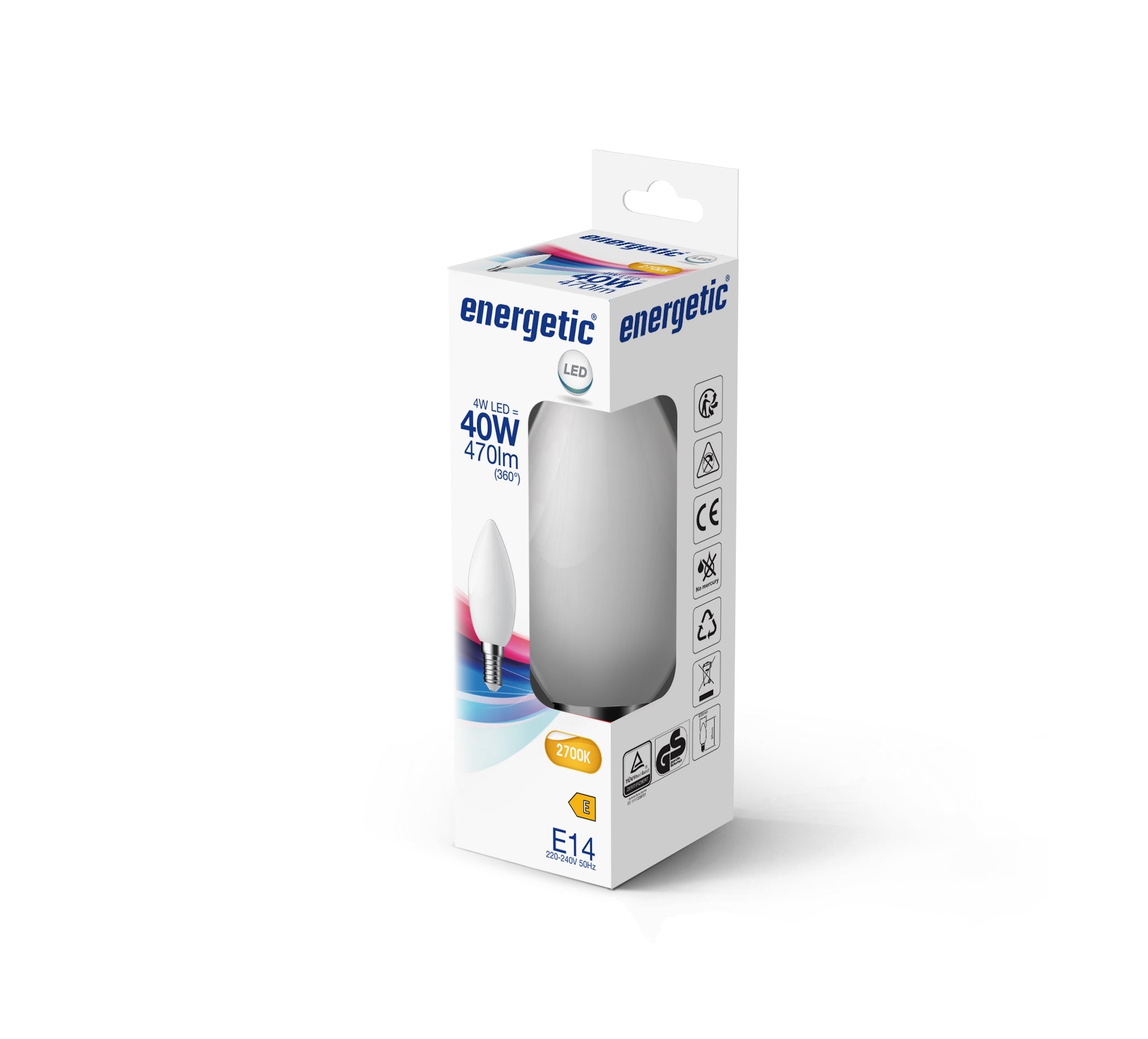 E14 LED Candle Bulb | Warm White 2700K | 470lm | Milky Glass (40W eqv)