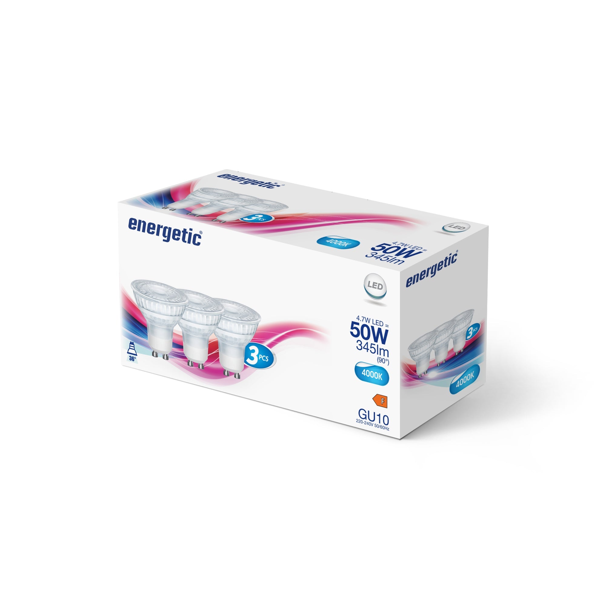 GU10 LED Bulb | Cool White 4000K | 345lm (50W eqv) | 3 Pack