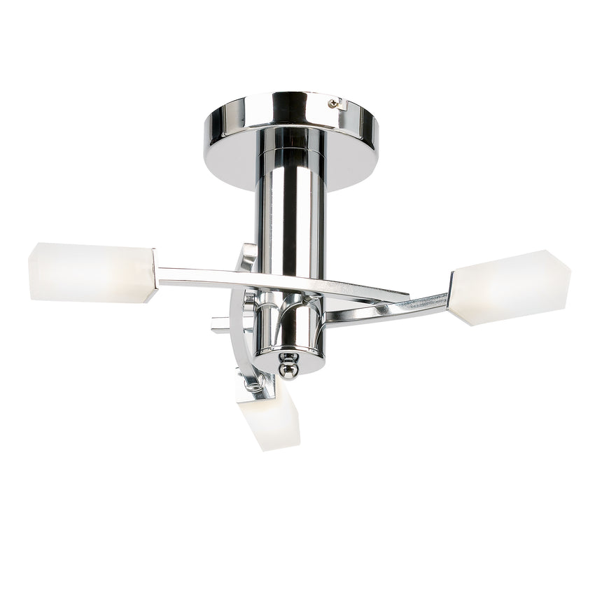 Havana 3 Light Semi Flush Ceiling Light, Chrome
