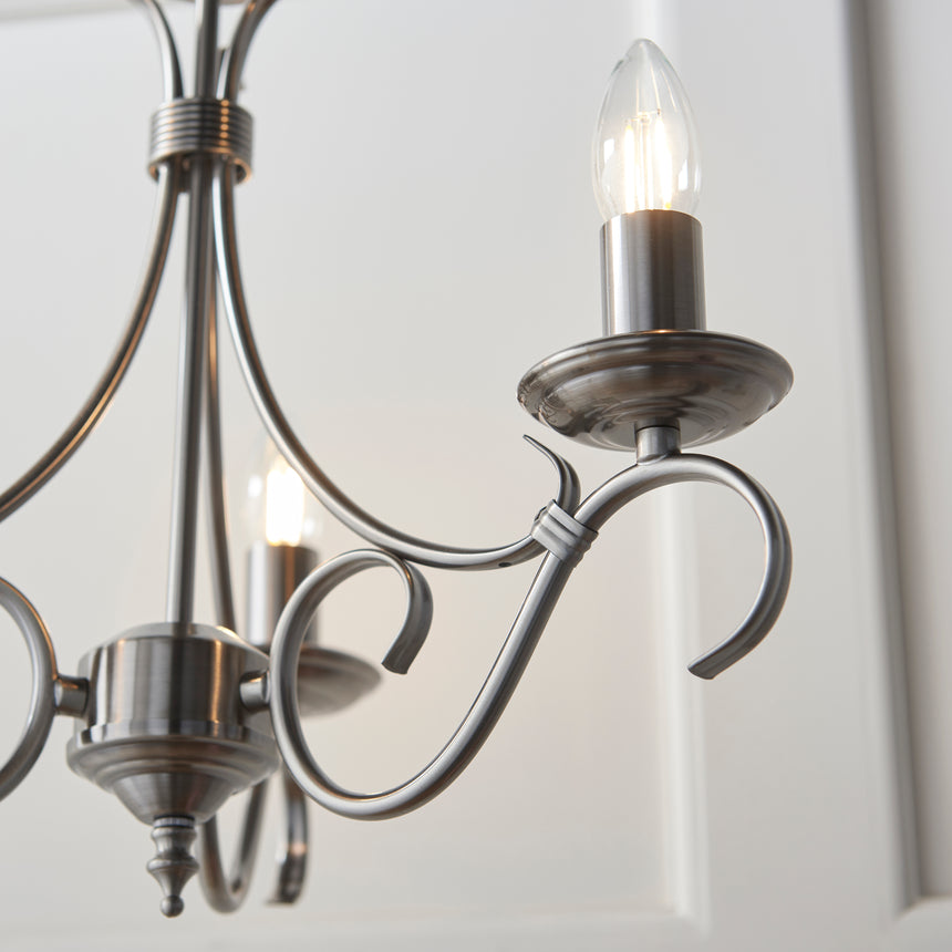 Bernice 3-Light Pendant Chandelier, Antique Brass