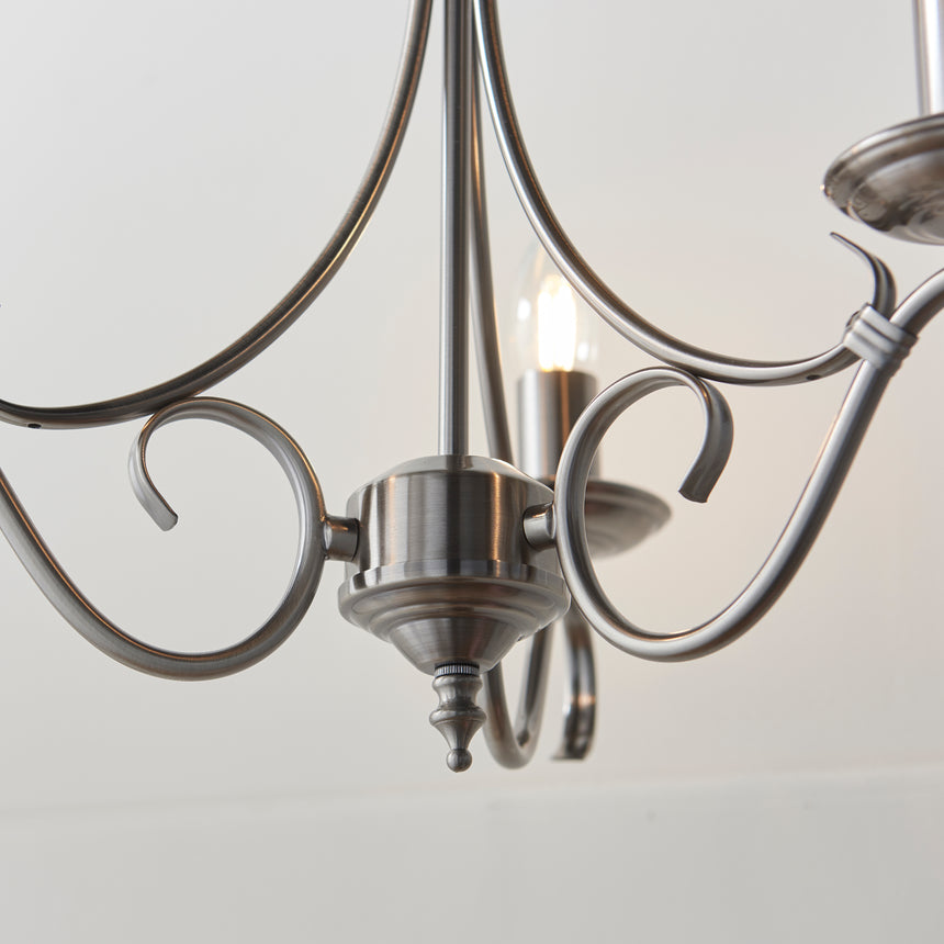Bernice 3-Light Pendant Chandelier, Antique Brass