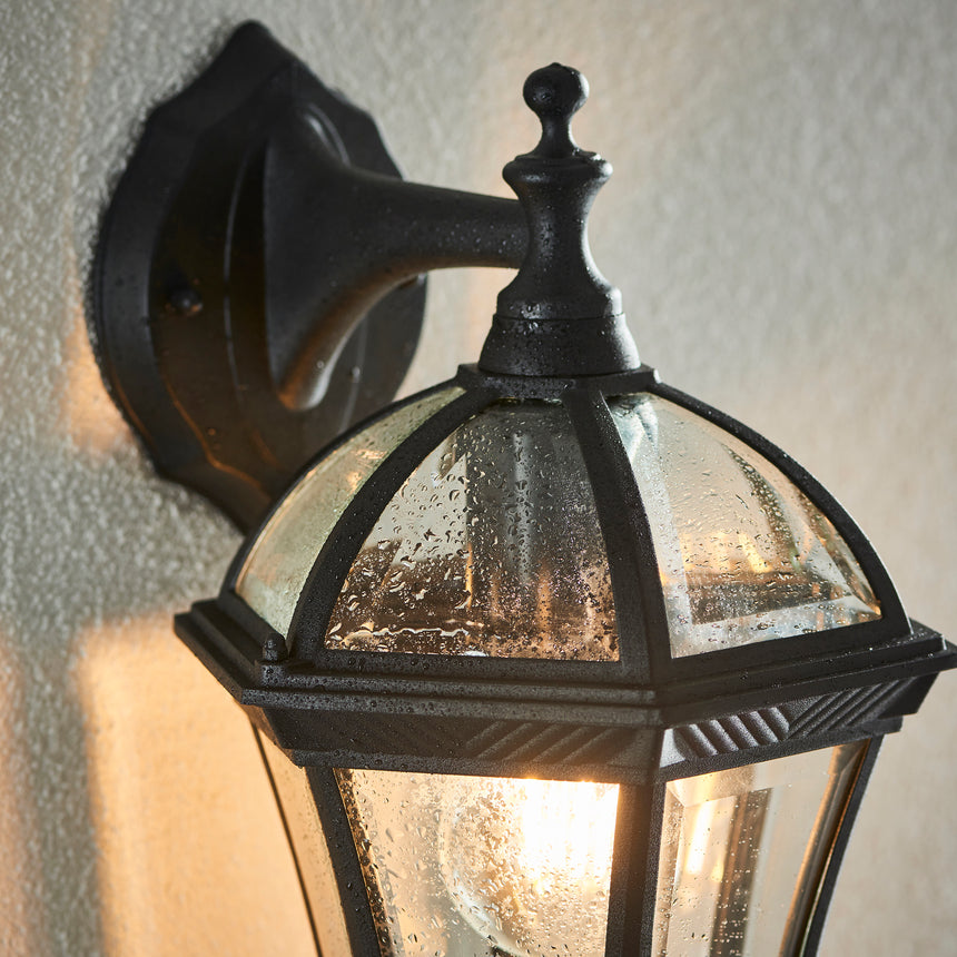 Drayton Down Outdoor Wall Lantern, Black