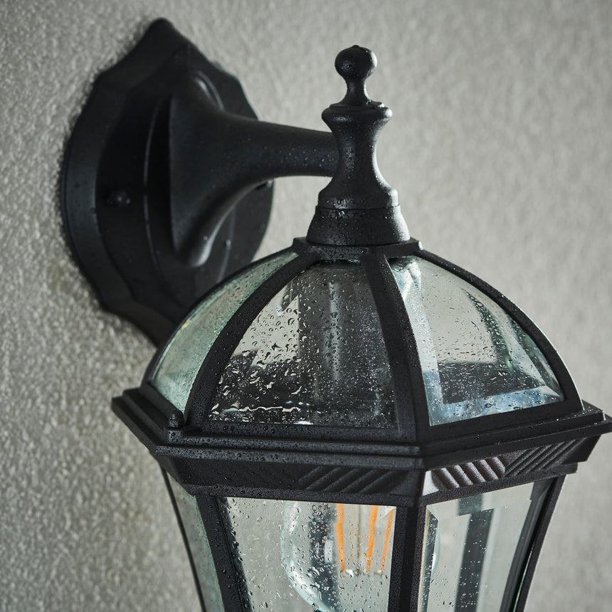 Drayton Down Outdoor Wall Lantern, Black