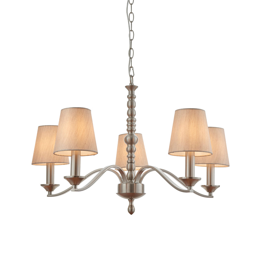 Astaire 5 Light Pendant Chandelier, Satin Nickel