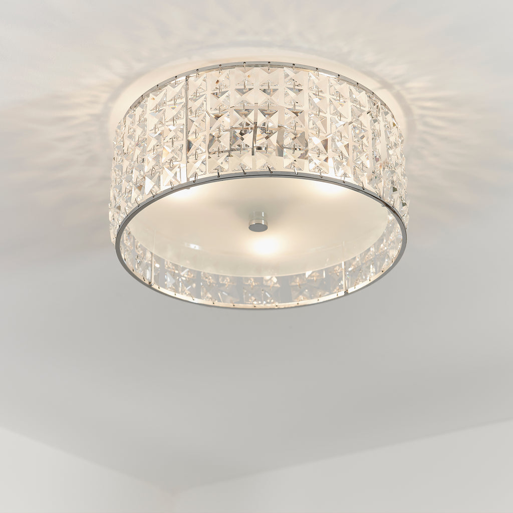Belfont Flush Bathroom Ceiling Light, Chrome