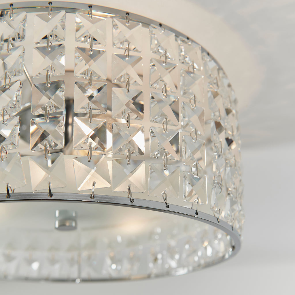 Belfont Flush Bathroom Ceiling Light, Chrome