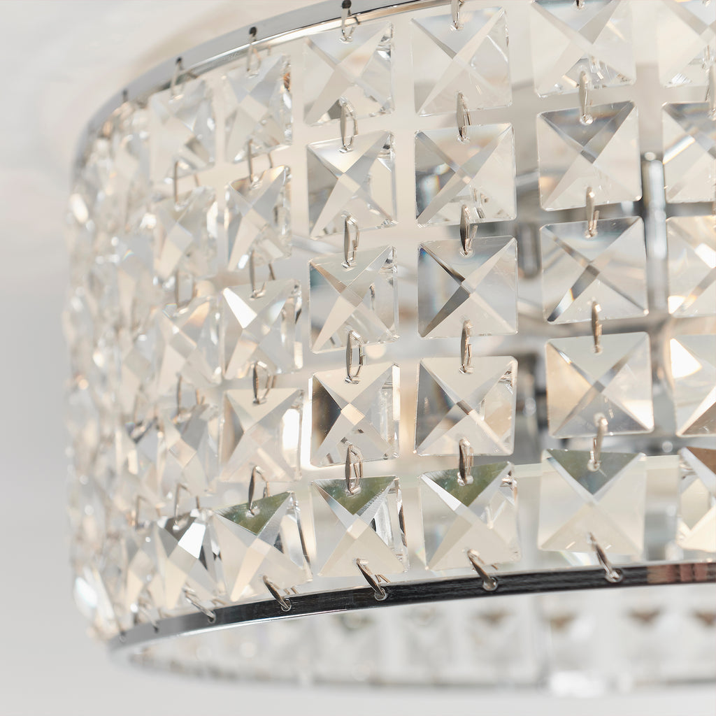 Belfont Flush Bathroom Ceiling Light, Chrome