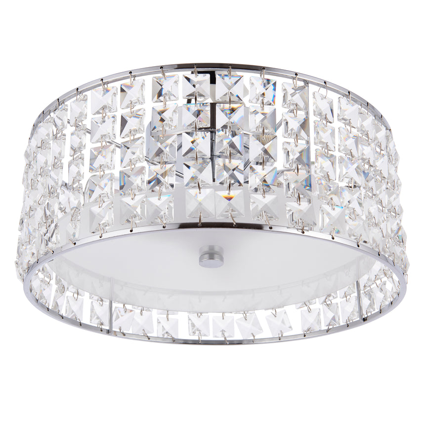 Belfont Flush Bathroom Ceiling Light, Chrome