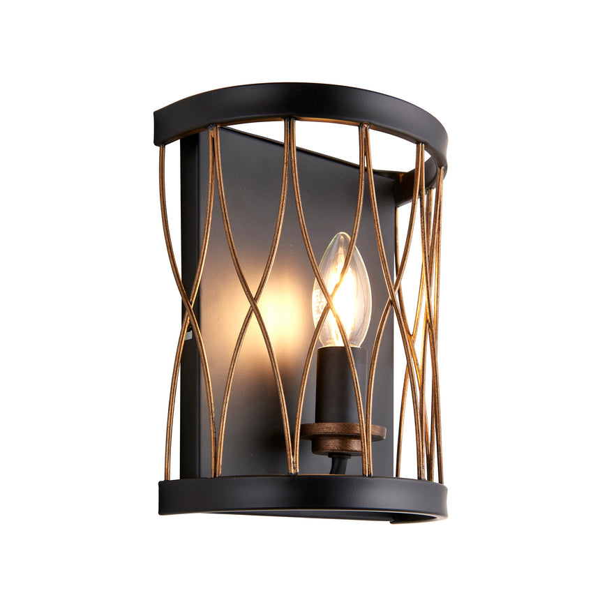 Heston Wall Light, Black/Bronze