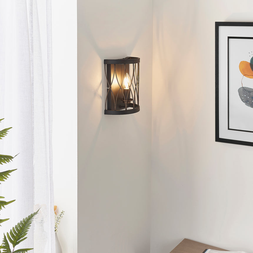 Heston Wall Light, Black/Bronze
