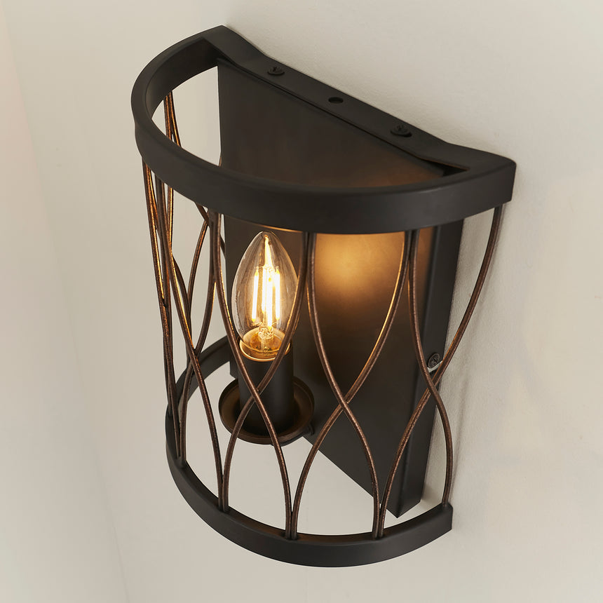 Heston Wall Light, Black/Bronze
